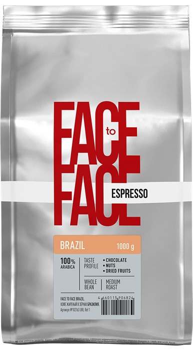 Кофе в зернах Face to Face «BRAZIL» 1 кг, вакуумная упаковка 12440 - фото 2667