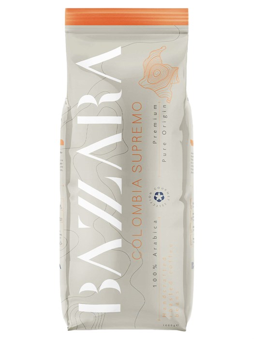 Кофе в зернах Bazzara Colombia Supremo (Бадзара Колумбия Супремо)  1 кг, вакуумная упаковка, плантационный 000046 - фото 411